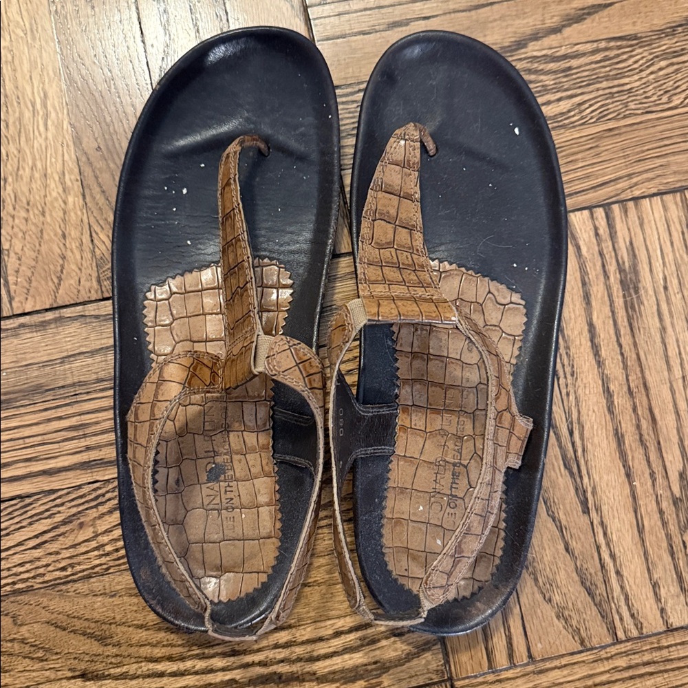 Donald Pliner Brown Reptile Sandals
